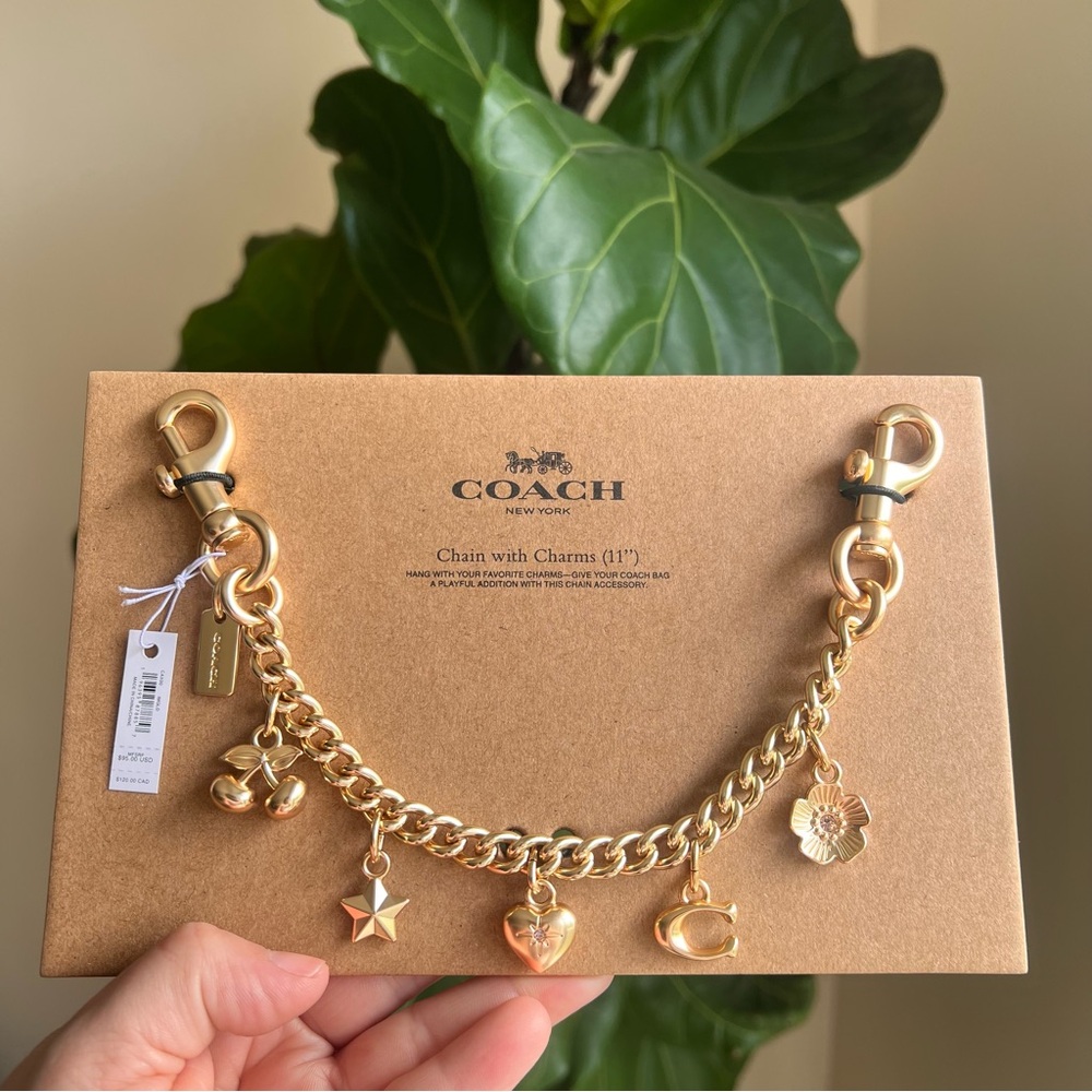 NWT Coach! Gold Swagger Chain With Charms